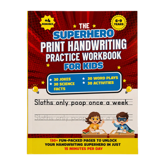 Superhero Handwriting Workbook for Kids Ages 6–9