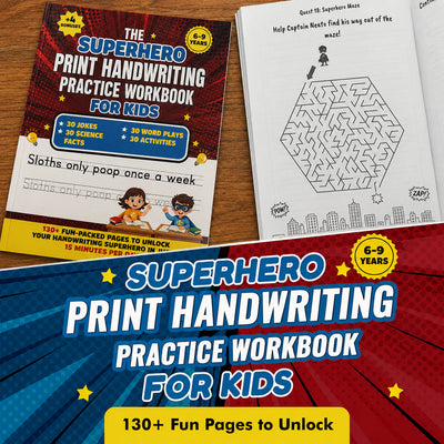 Superhero Handwriting Workbook for Kids Ages 6–9